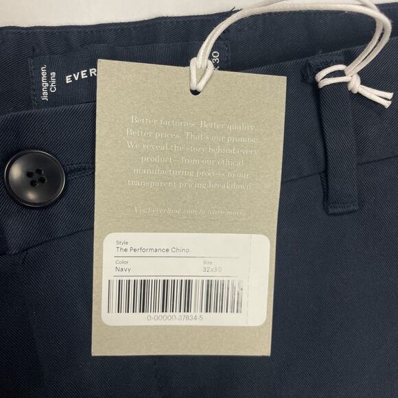 Everlane Mens Uniform Performance Chino Size 32x30 Straight Pant Navy Blue NWT - Picture 12 of 13
